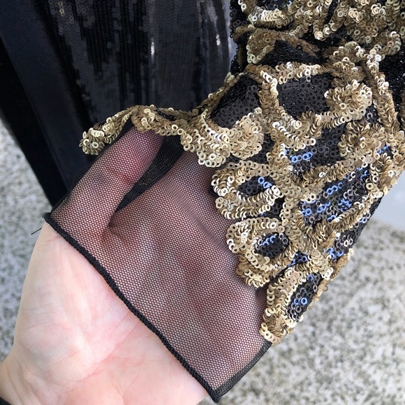 Nidodileda brand sparkle gold and black dress velvet tie at the neck and waist - Picture 10 of 11